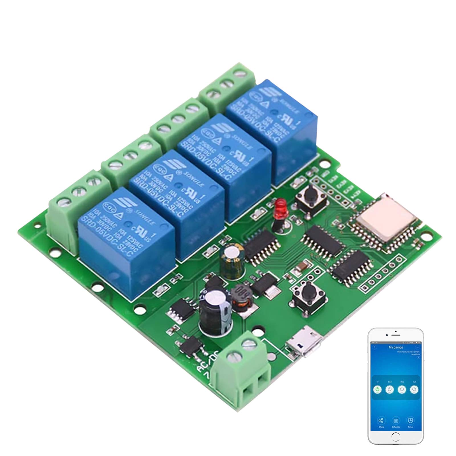 Newgoal WiFi Jog Relay Momentary/Self-Locking Switch DIY Module Smart Home Automation APP Control Compatible Alexa/Google Assiatant/IFTTT (DC4)