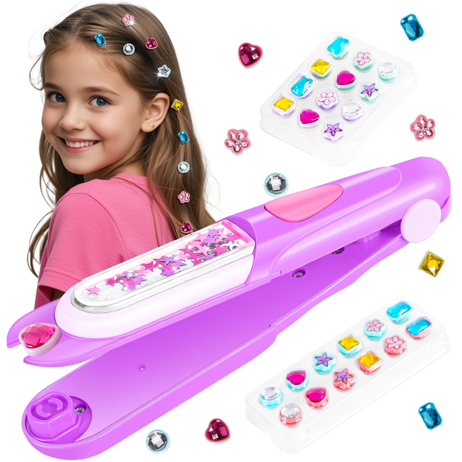 Photo 1 of ***FOR KIDS***kidzkube Hair Gem Stamper Kit, Bling Hair Jewels for Girls Toys, Hair Styling Tool with Reusable Shining Diamonds, Birthday Gifts Toys for Girls Ages 3 4 5 6 8-12 (Purple)***FOR KIDS***