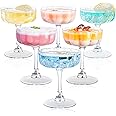 wookgreat Vintage Art Deco Coupe Glasses, Set of 6 Flower Wave Coupe Cocktail Glasses, 6.5oz Classic Martini Glasses, Hand Blown Manhattan Goblet for Bar, Martini, Cosmopolitan, Gimlet, Pisco Sour