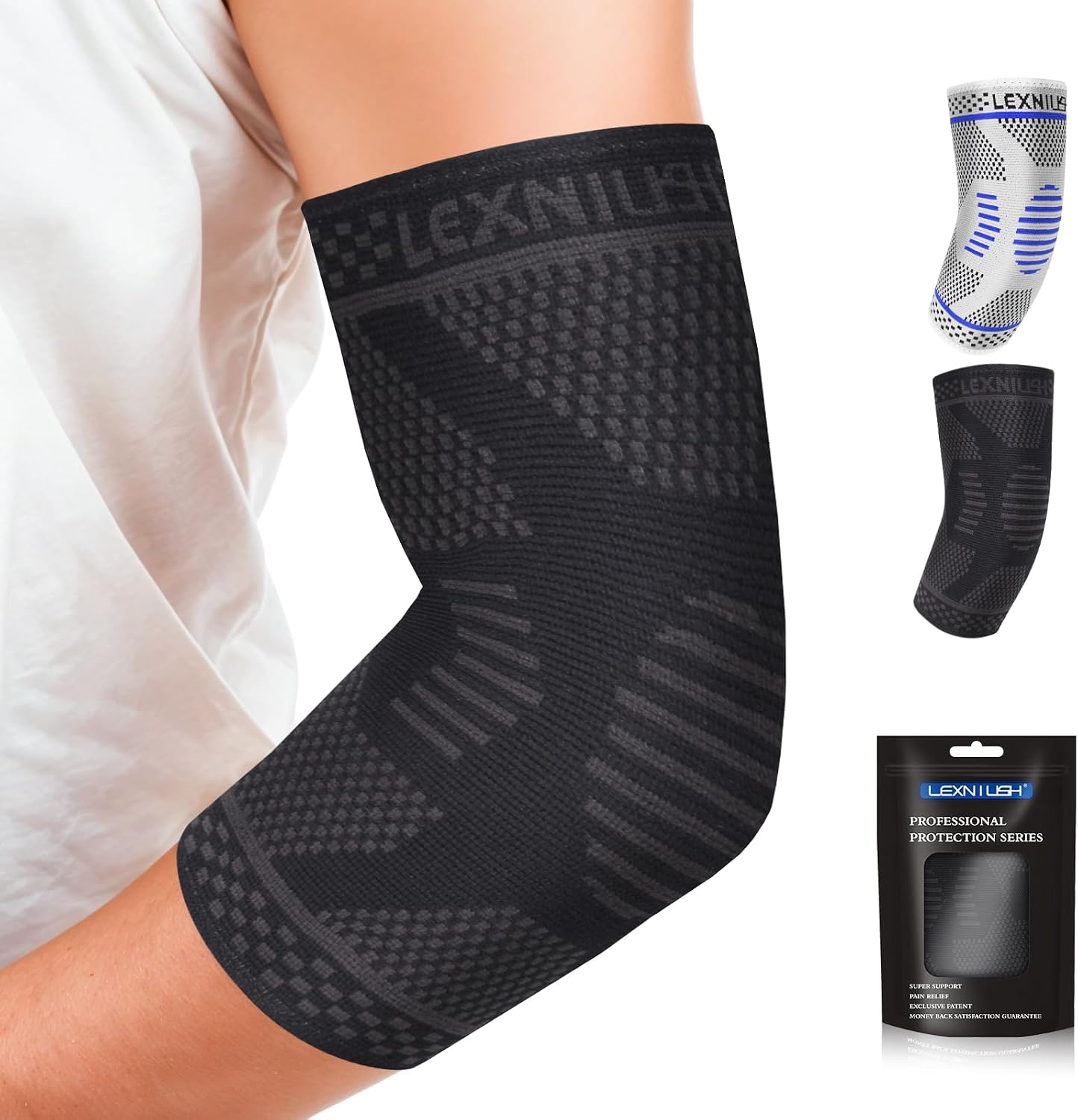 Tennis Elbow Brace for Men Women, Arm Compression Sleeve for Tendonitis, Tennis, Golfers Elbow Pain Relief, Arm Brace Support for Weightlifting, Workouts, Sports (Black,M)