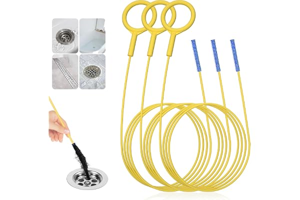 EastLink 50-Inch Drain Snake Hair Drain Clog Remover, Anti-Break Steel Sink Snake Drain Hair Removal Tool with Nylon Layer, F