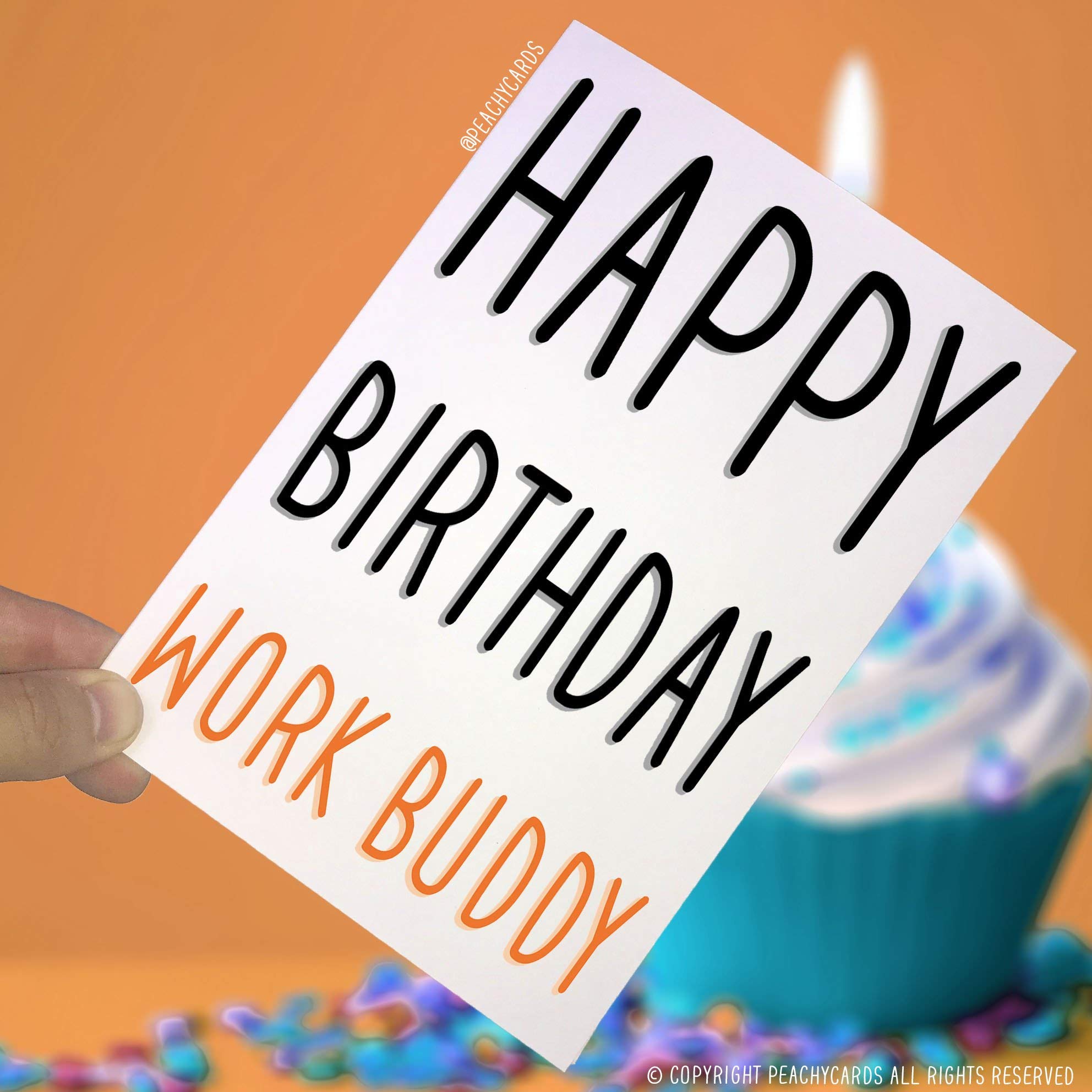 Peachy Antics Greeting Card, Work Birthday, Happy Birthday Work Buddy, A5 Size, Blank Inside