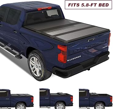 Amazon Com Kikito Professional Frp Hard Tri Fold Truck Bed Tonneau Cover For 2007 2018 Silverado Sierra 1500 5 8ft 69 3in Bed Automotive