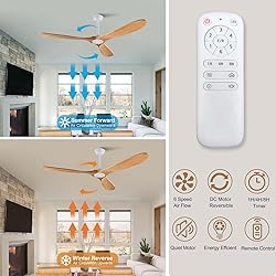 XBIBI 52 Inch Ceiling Fans Without Light, Solid
