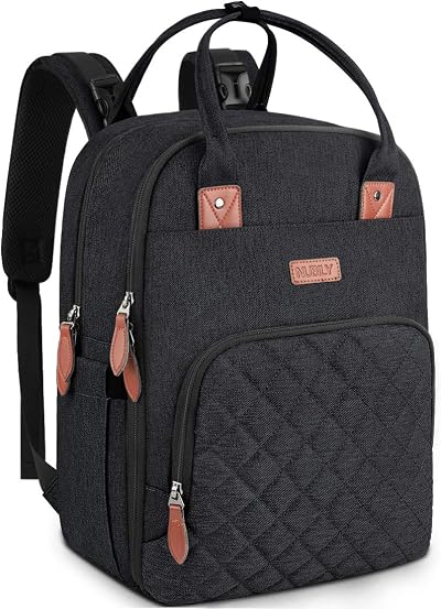 NUBILY Baby Changing Backpack Rucksack with Insulated Bottles Black 26L