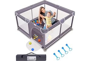 Baby Playpen for Babies and Toddlers, 50 x 50 inch Baby Play Yards, Kids Play Pen for Indoor & Outdoor, Large Baby Playpen, Toddler Play Yard with Carrying Bag, Anti-Slip Base, Li'l Pengyu