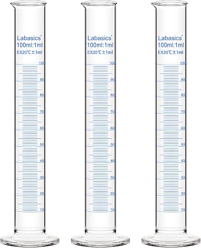 Labasics 3x 100ml Borosilicate Glass Heavy Wall Graduated Cylinder Measuring