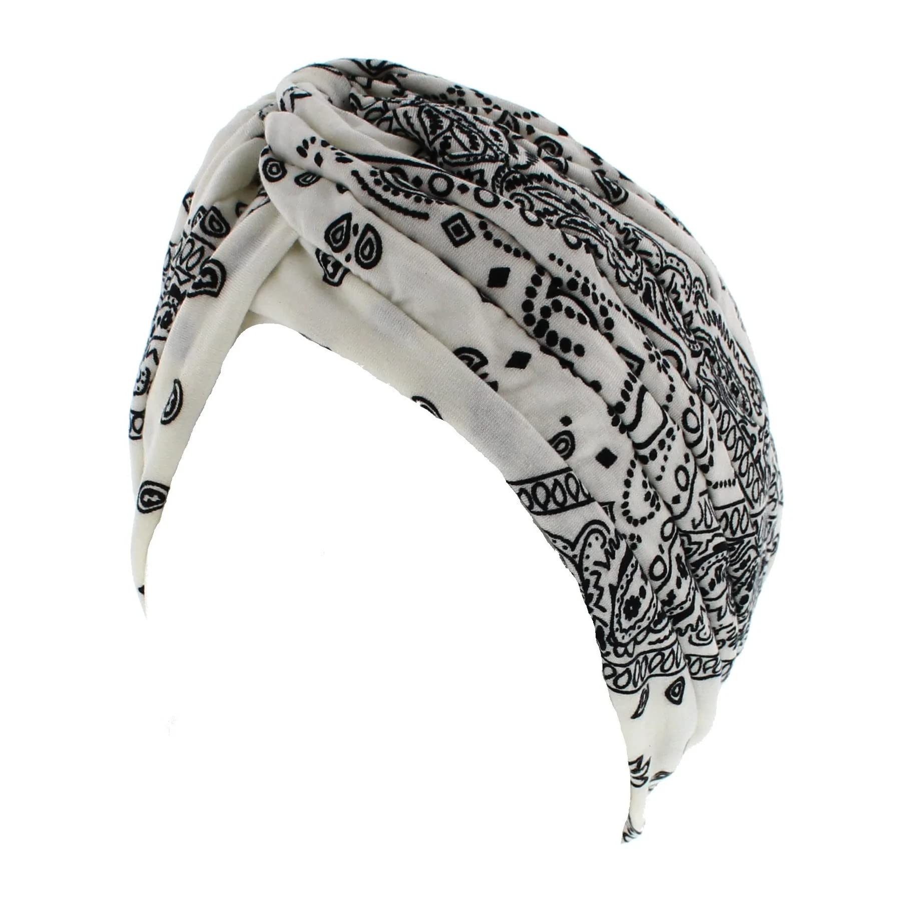 Topkids Accessories Hair Turban Head Wrap, Sleep Cap, Hair Scarf, Hair Towel, Chemo Headwear for Women UK, Head Scarf, Head Towel, Silk Hair Wrap for Sleeping (Paisley Print White)