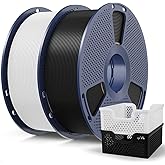 SUNLU PLA+2.0 Filament 1.75mm Black & White 2KG, High Speed PLA Plus Tougher and Stronger 3D Printer Filament Dimensional Accuracy +/- 0.02mm, 2 Pcs 1kg Spool(2.2lbs) Fits for Most FDM 3D Printers