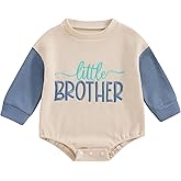 BeQeuewll Fall Toddler Baby Boy Girl Clothes Sister Brother Matching Outfit Letter Print Long Sleeve Sweatshirt Bubble Romper