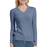 Urban CoCo Women's V Neck Long Sleeve Solid Classic Knit Pullover Sweater Tops
