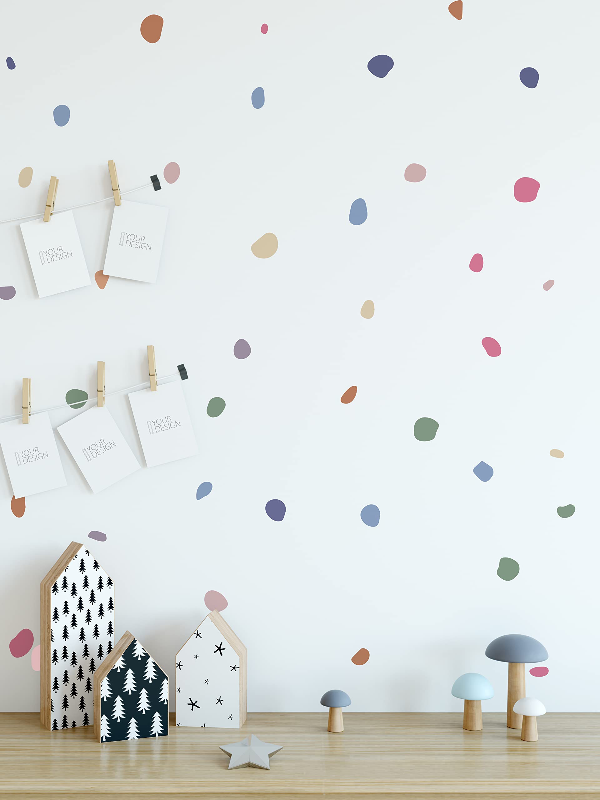 QuoteMyWall 150 Pastel Polka Dot Blobs Wall Stickers Dotty Danish Pastel Denmark Colourful Nursery Decals for Kids Boys Girls Bedrooms Removable (Boho Pastel)