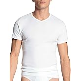 Calida Men's Cotton Classic V-Neck T-Shirt, 14315, White, XL