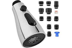 Universal Kitchen Faucet Replacement Pull-Down Sprayer - 3 Spray Modes, Easy Installation with 11 Adapters, Leak-Proof Design