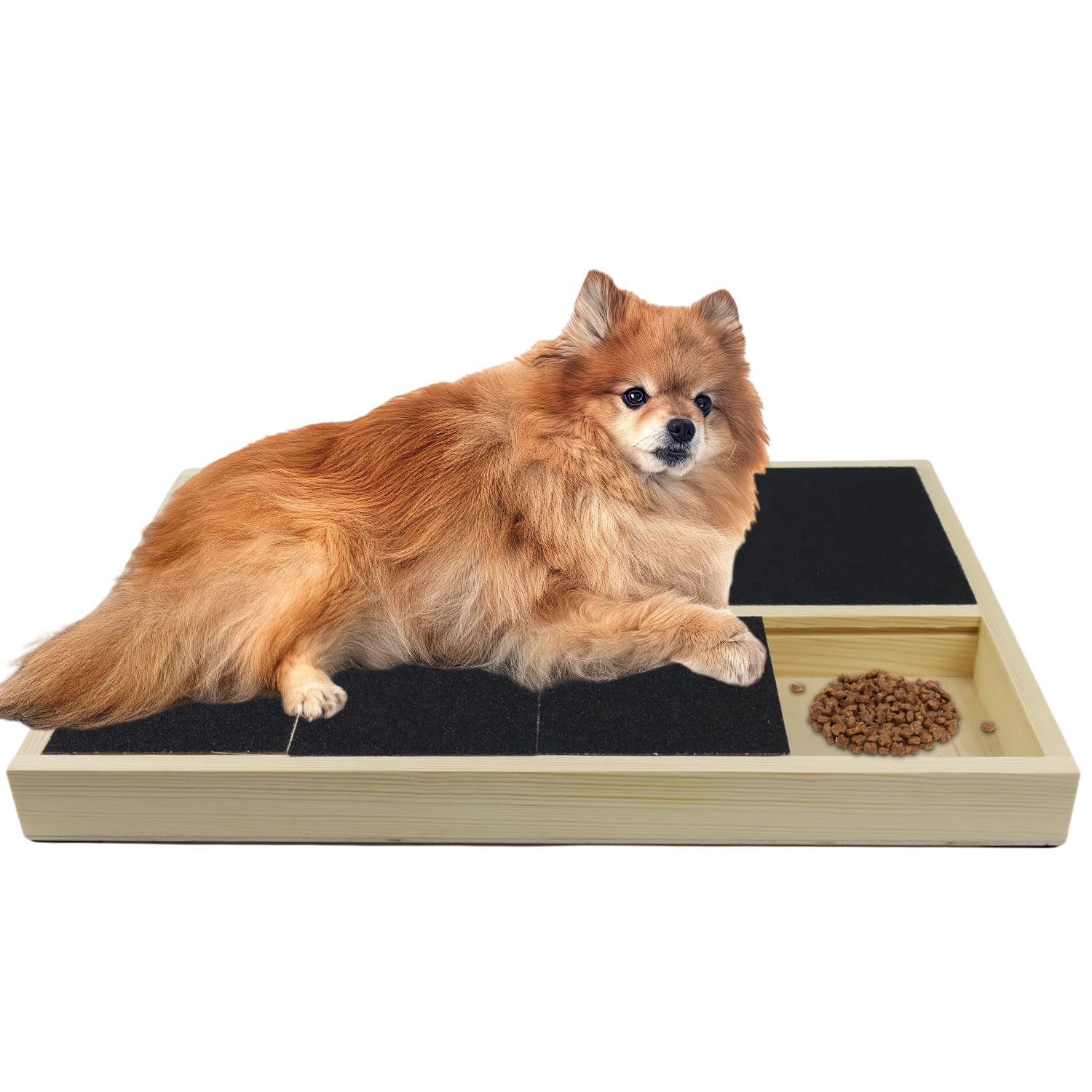 Photo 1 of *GENTLY USED* 
Dog Nail Scratch Pad with Treat Box, Jaxbo Durable Portable Dog Scratch Filing Pad for All Dogs, Wooden Cat Nail Scraper Board for Indoor/Outdoor Training