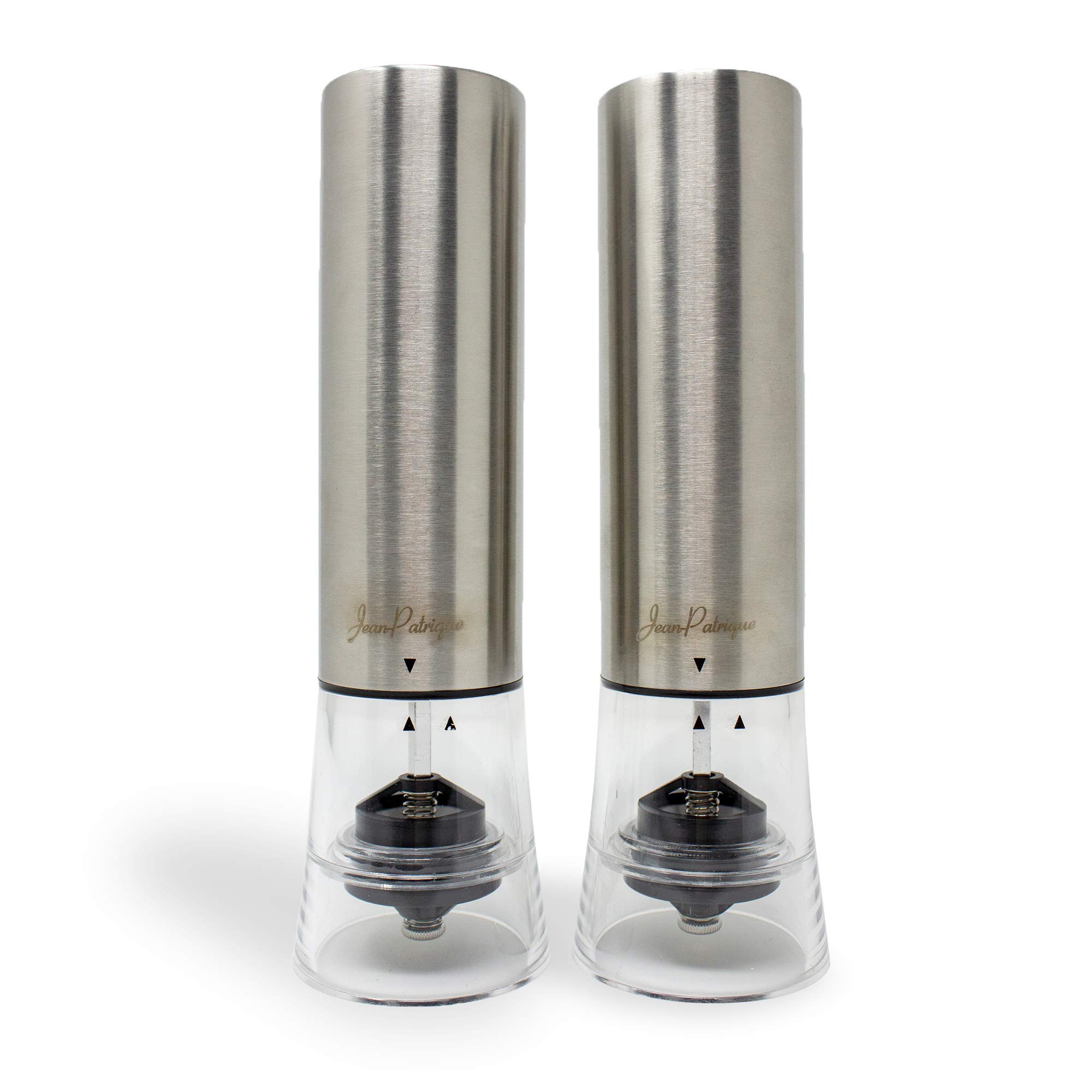 Electric Salt and Pepper Grinder Set, ‘One-Touch’ Stainless Steel, High Precision Electric Salt and Black Pepper Mill - by Jean Patrique