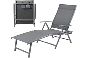 Kozyard Cozy Aluminum Reclining Lounge Chair - Perfect for Beach, Yard, Pool, Deck, and Patio - Outdoor Chaise Lounge with Drink Holder, Weather Free, Adjustable - Assemble-Free (1 Pack, Gray)