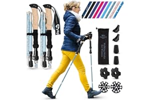 HIGH STREAM GEAR Walking Sticks for Men & Women - 14.5" Foldable Hiking Poles for Backpacking, Exercising and Traveling, Set of 2 Aluminum Nordic Collapsible Trekking Poles