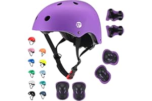 JeeFree Adjustable Kids Bike Helmet with Knee Pads Elbow Pads Wrist Guards,Skateboard Helmet for Ages 2-3-5-8-14 Kids Toddler Girls Boys,Multi-Sport Cycling Riding Scooter Skating Helmet