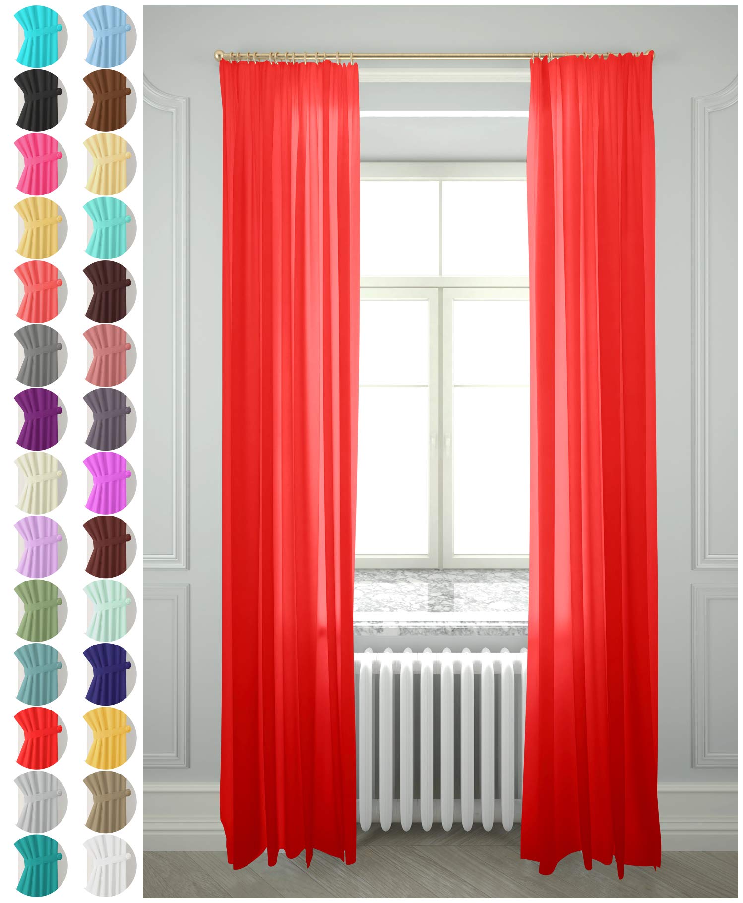 Megachest gathering tape voile curtain(red W 56" x L 48" (2 Panels))