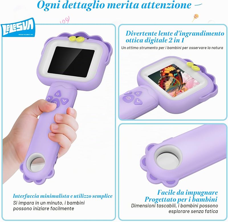 Microscopi per bambini, mini microscopio tascabile portatile per bambini piccoli, giocattoli educativi scientifici per regali di compleanno di Natale per bambini di 3 4 5 6 7 8 9 10 anni (leone)
