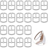 20pcs Shoes Buckles Metal Single Prong Pin Shoes Buckles, Adjustable Slide Buckles, Multi-Purpose Roller Buckle for Leather Craft, Hardware Making Pin for Shoes Bag Leather Belt Backpack Replacement