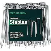 FEED GARDEN 6 Inch 50 Pack Hot-dip Galvanized Landscape Staples Plant Cover Spikes 11 Gauge Tent Stakes Garden Stakes Landsca