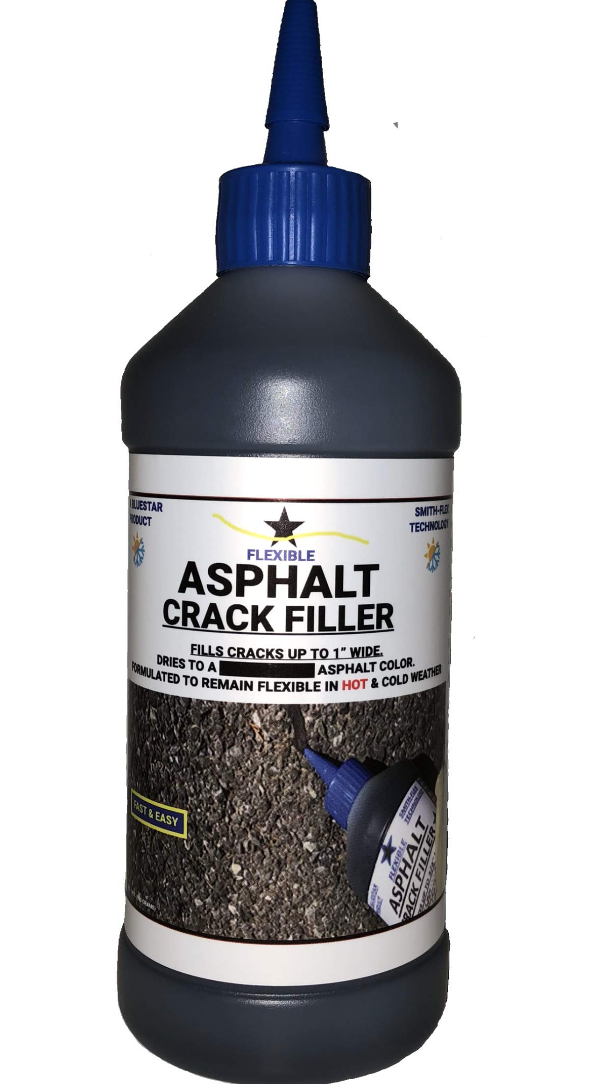 Photo 1 of Bluestar Flexible Asphalt Crack Filler, DIY - No Special Tools Needed, Fill Cracks in Asphalt Driveways and Parking Lots. 16 fl. oz. Bottle.