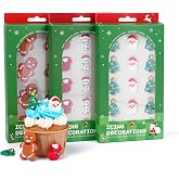 Edible Christmas Cake Decorations, Edible Gingerbread Men, Christmas Tree Candy, Santa Claus Icing Decorations, Socks, Snowman for Gingerbread House, Cupcakes, Cake, Cookies, and Cakecicles