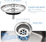 Tomario 84mm Stainless Steel Sink Plug Strainer Kitchen Drain Stopper view 3