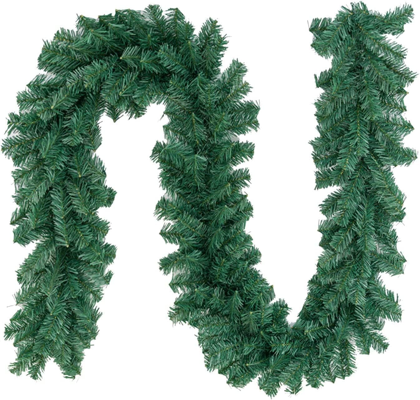 Wreaths, Garlands & Swags - Max4out 9 ft Christmas Green Garland, Premium Quality Greenery Twist Wreath Artificial Plant, Xmas Greenery Garland for Holiday Outdoor Indoor Home Party Decorations 1-Pack