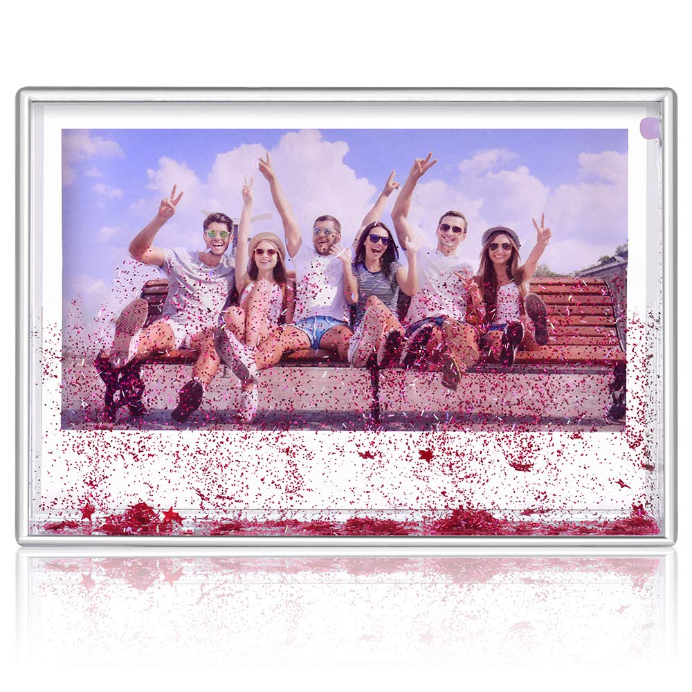 Glitter Photo Frames Friend Picture Frame Liquid Frames, Mount for 4x6 inch (10x15 cm) Picture (6x4in, Red Star)