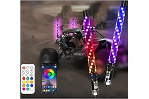 S7 2 Pack 1FT Whip Lights, LED Whip Light with App & Remote Control, Spiral RGB Chasing Lighted Antenna Whips,Whip Light for UTV ATV RZR SXS Can-Am Dune Buggy Offroad Truck (1ft)