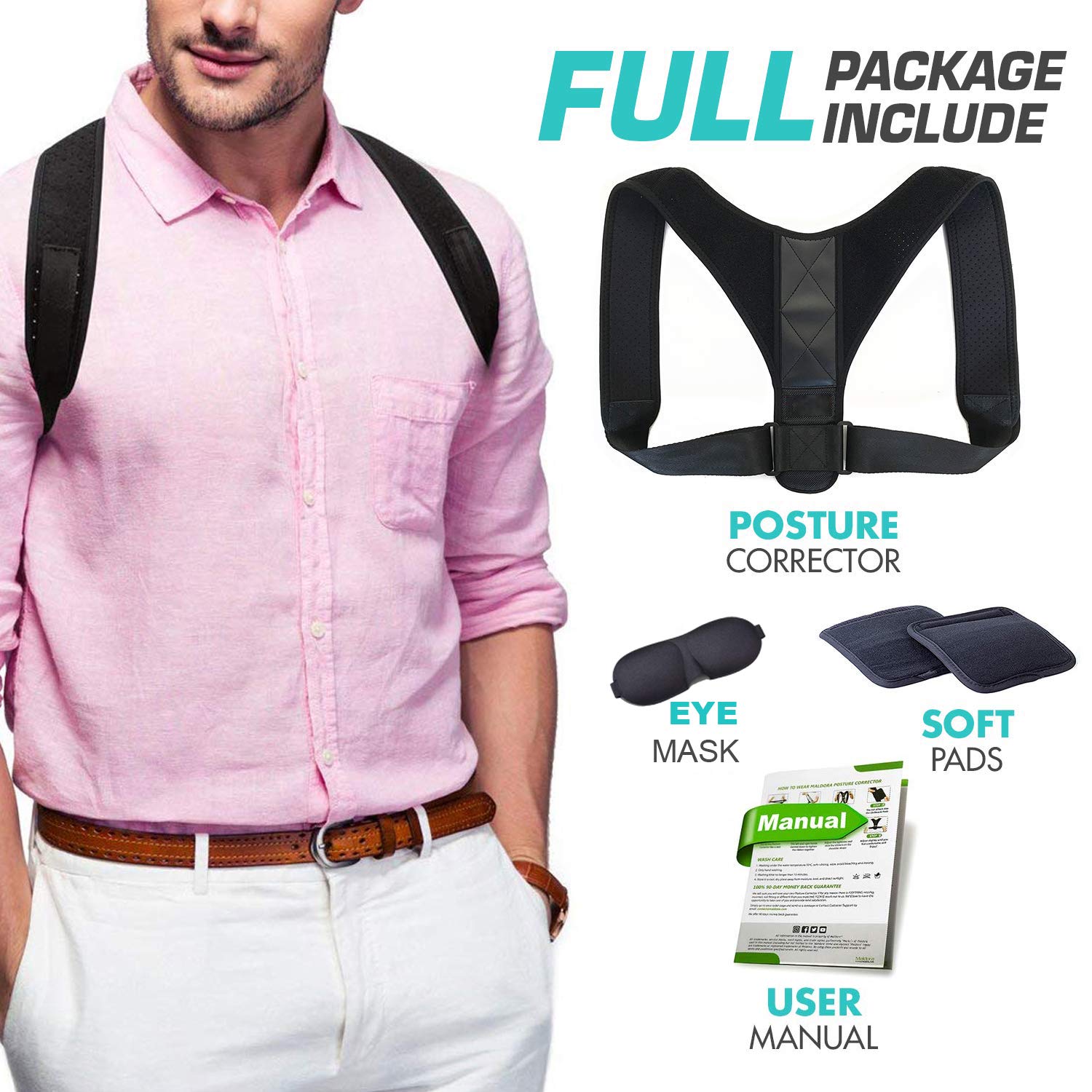 Posture Corrector for Women and Men - FDA Approved Adjustable Upper Back Brace for Clavicle Support and Pain Relief from Neck, Back & Shoulder - Correct Slouching, Hunching & Bad Posture