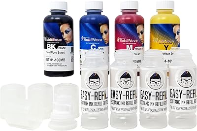 Ink Experts Sublinova Smart DTI Dye Sublimation Ink Easy Refill 400ml Set CMYK
