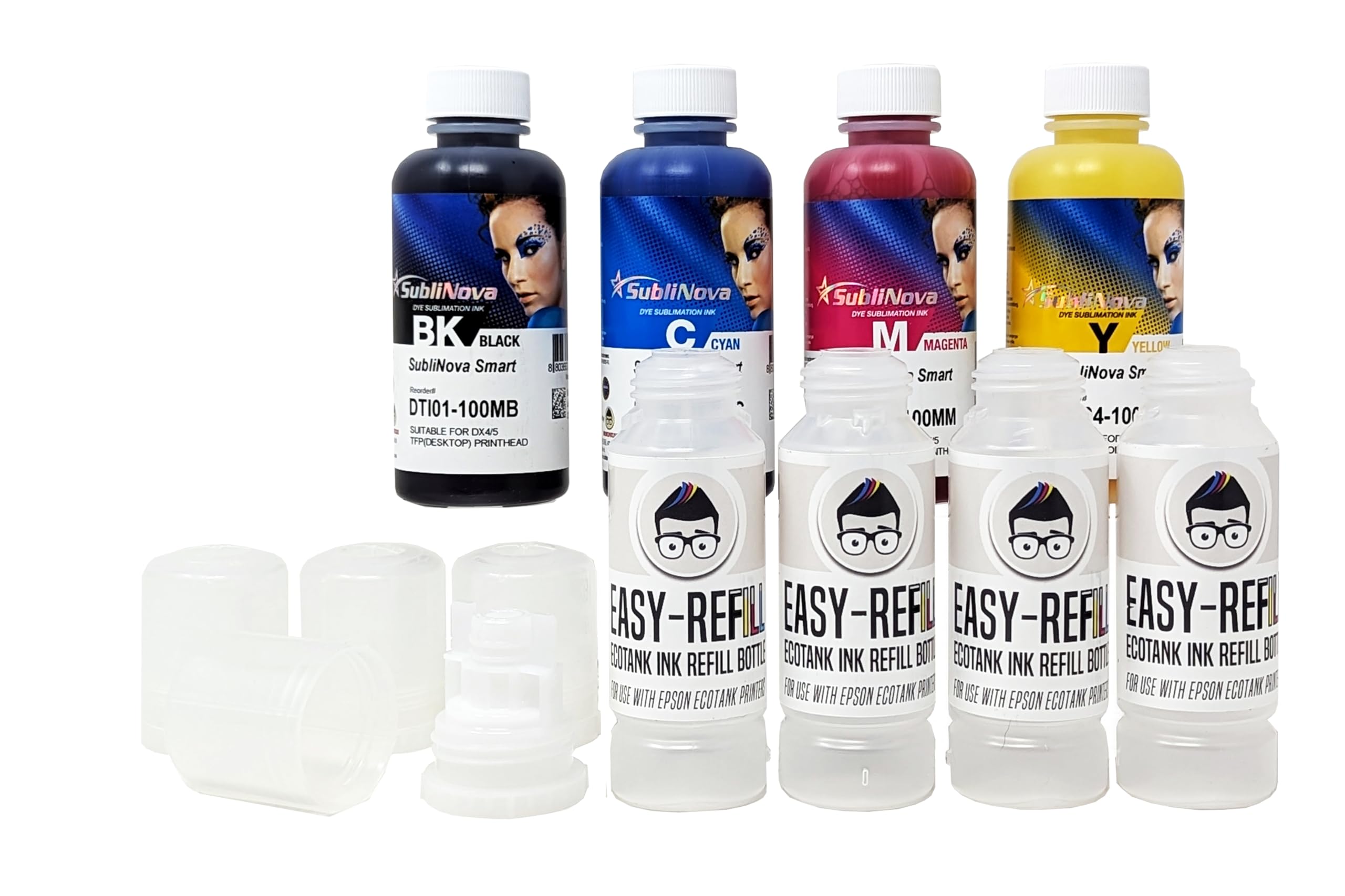 Ink Tec Sublinova Smart DTI Dye Sublimation Inks (Easy Refill Set (C,M,Y,K), 100ml)