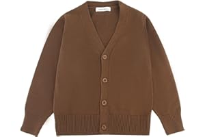 chickiddos Unisex Uniform Cardigan for Girls Boys, Button Down V-Neck Long Sleeve Cotton Sweaters for 5-14Y
