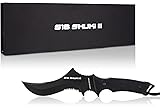 S.R.T. Shuki III S18 Premium Fixed Blade Tactical Knife - Patented Designed Stainless Steel 6.5” Curved Blade – for Tactical Defense, Hunting, Camping, Survival and Close Quarter Encounters