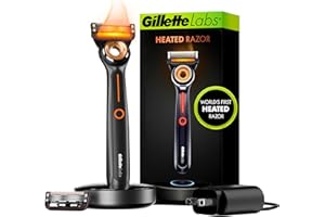 Gillette Heated Razor for Men, Starter Shave Kit by GilletteLabs, 1 Handle, 2 Razor Blade Refills, 1 Charging Dock
