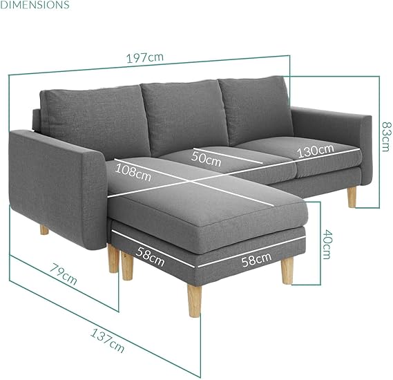 Brooke Canape D Angle En Gris Amazon Fr Cuisine Maison