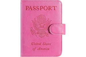 Passport Holder Cover Wallet RFID Blocking Leather Card Case Travel Accessories for Women Men (Pink)