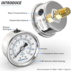 MEANLIN MEASURE 0~100Psi Dry Pressure Gauge