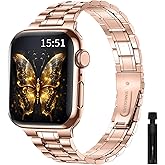 maenwvo Stainless Steel Band Compatible with Apple Watch 42mm(Series10) 38mm 40mm 41mm, Metal Strap for iWatch Bands for Women