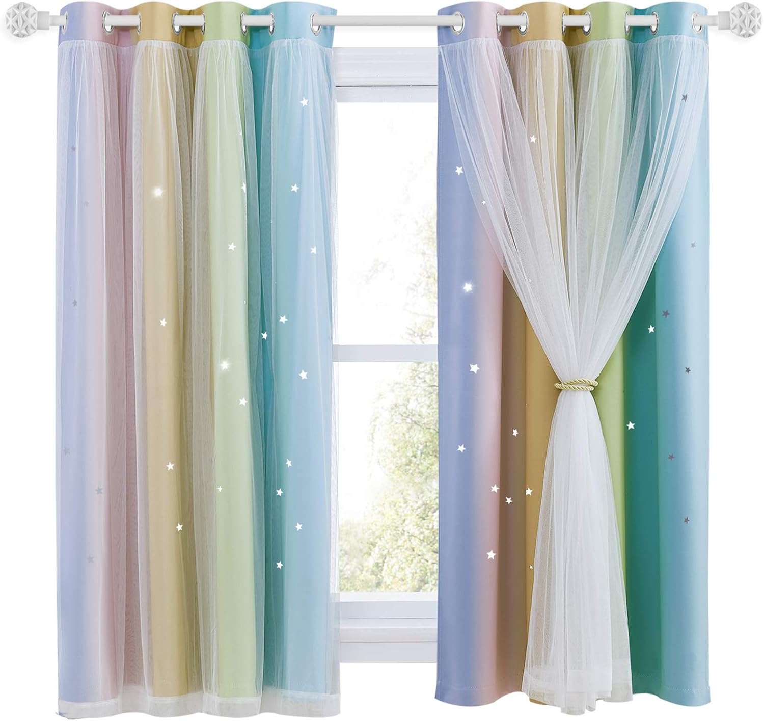 NICETOWN Rainbow Curtains for Kids