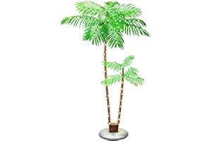 PINPON Lighted Artificial Palm Tree, 6 FT Light Up Christmas Palm Tree Decorations Decor, Fake Trees Lights for Patio Yard Pool Porch Deck Tropical Party Tiki Bar Indoor Outdoor Use