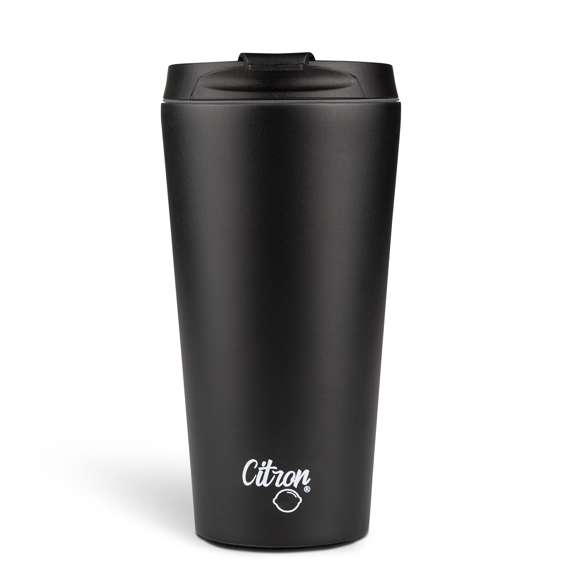 Citron Insulated Coffee Cup Travel Mug Leakproof, 420ml Black – Keeps Liquids Hot for 6 Hours & Cold for 12 Hours – BPA & Lead-Free Travel Mugs for Hot Drinks – Leak Proof Lid Insulated Coffee Mug