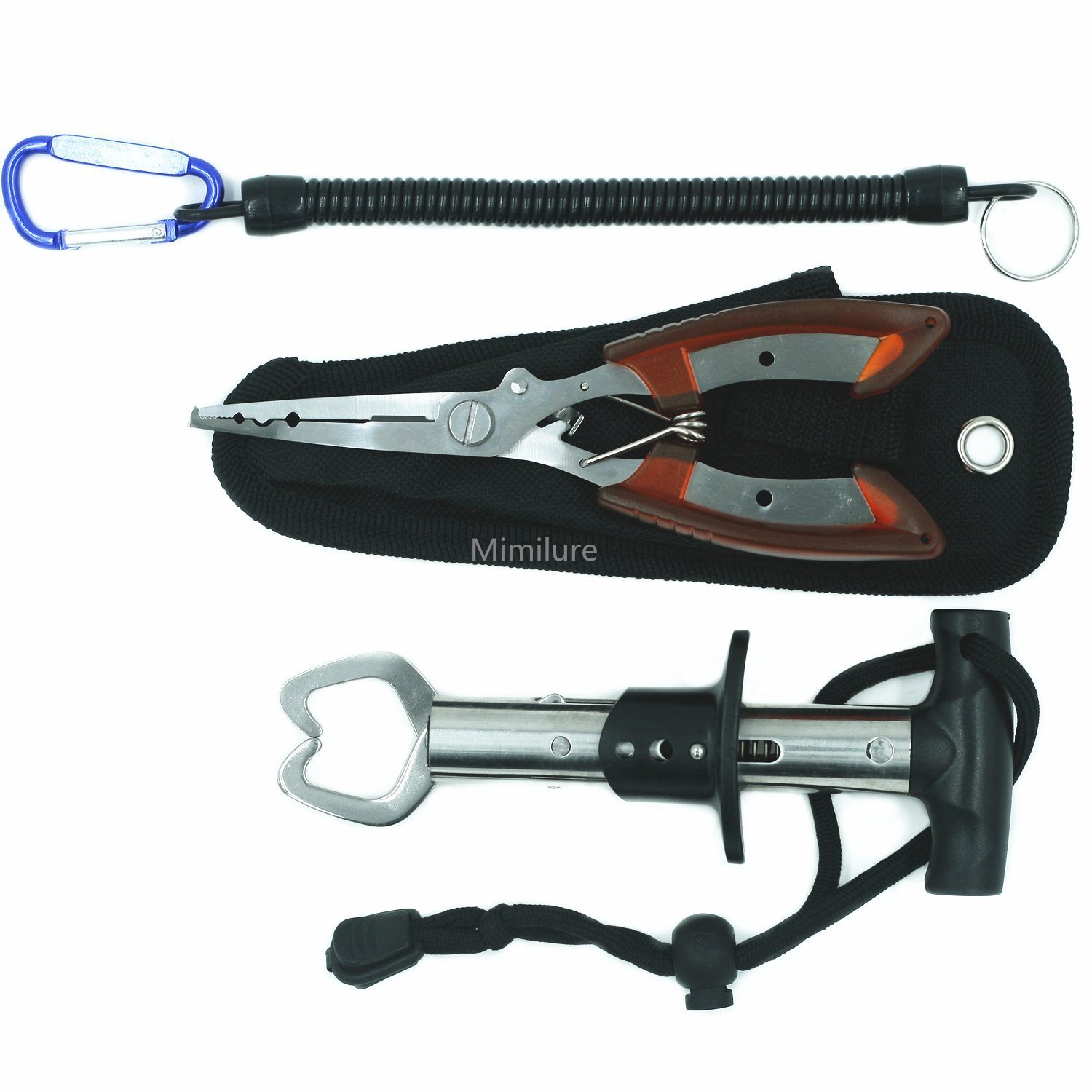 Milepetus Fishing Lip Gripper Multi-Function Fishing Split Rings Pliers Hook Remover Tools Set with Fishing Lanyard, for Angler