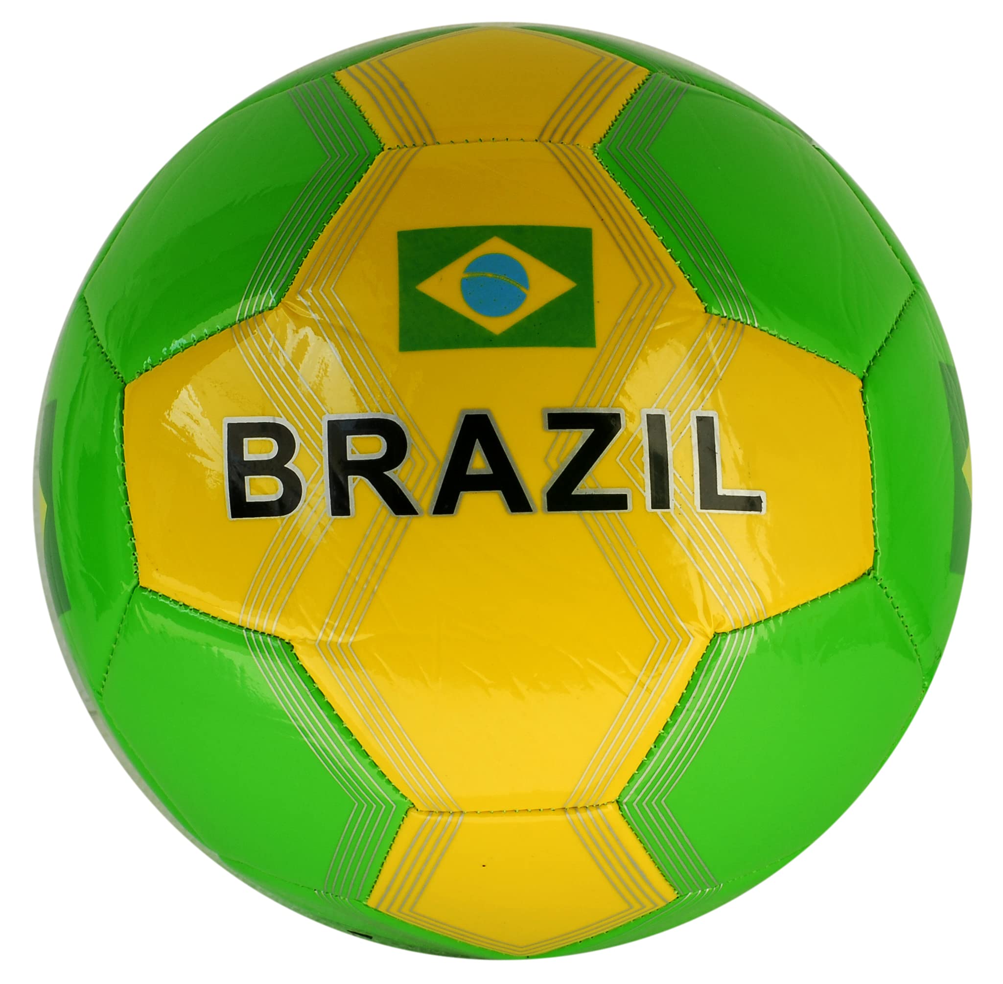 CUCUBA Soccer Ball, Size 5, Brazil Theme, Recreation Ball, Green/Yellow, for Adults