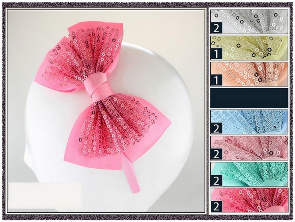 WHOLESALE DOZEN PACK BY SUPERSTAR / PASTEL TONE SEQUIN AND BOW ON STRETCH MESH HEADBAND/12 PCS