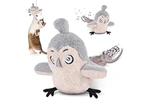 Pamlulu Cat Toys Interactive Catnip Toys,Tit Shape Flapping Wings Rechargeable Touch Active, Cat Toy for Indoor Cats,Kitten Exercise Toys, Cat Birthday Gifts